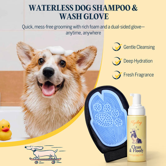 Clean and Floofy-Dog Waterless Foam Shampoo with Glove