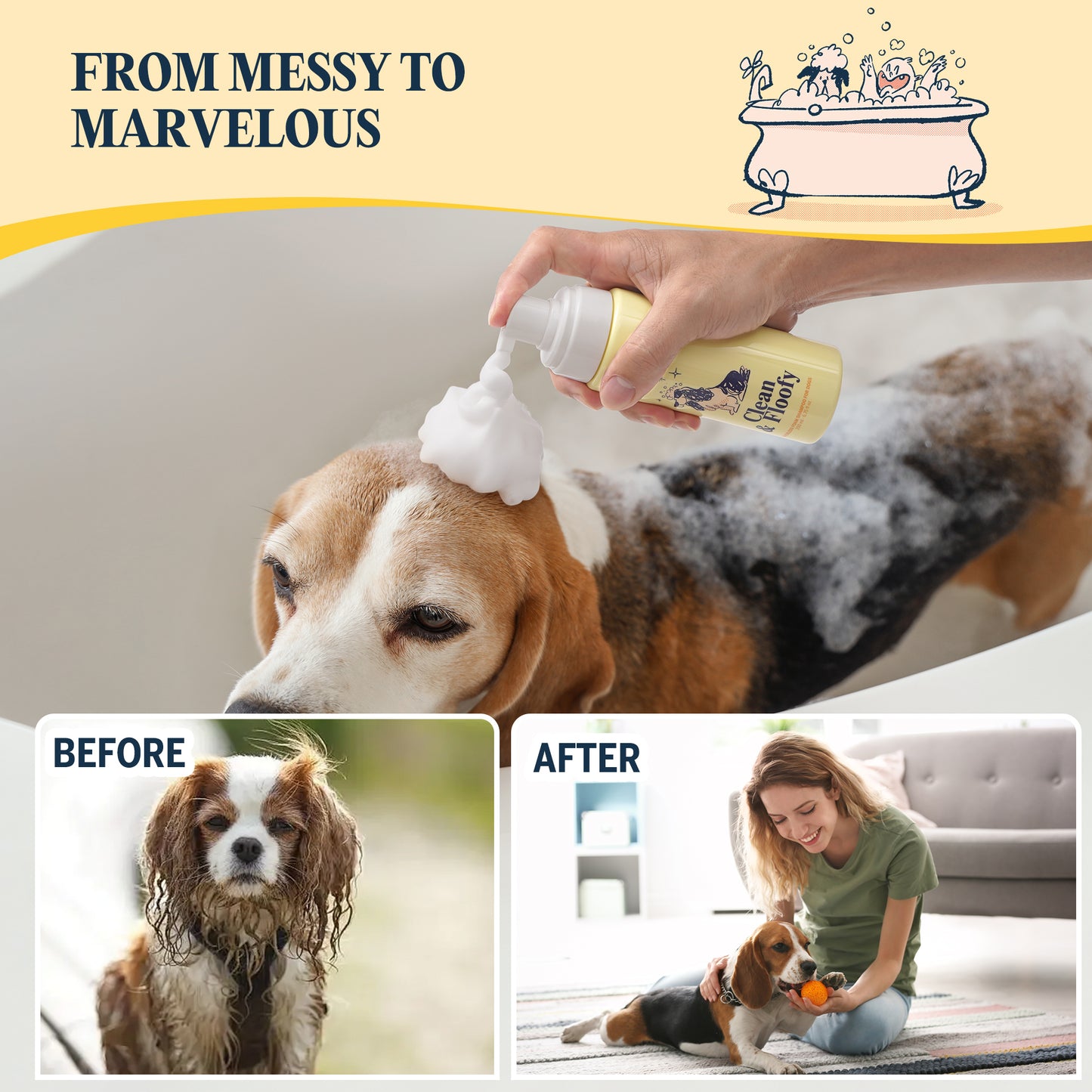 Clean and Floofy-Dog Waterless Foam Shampoo