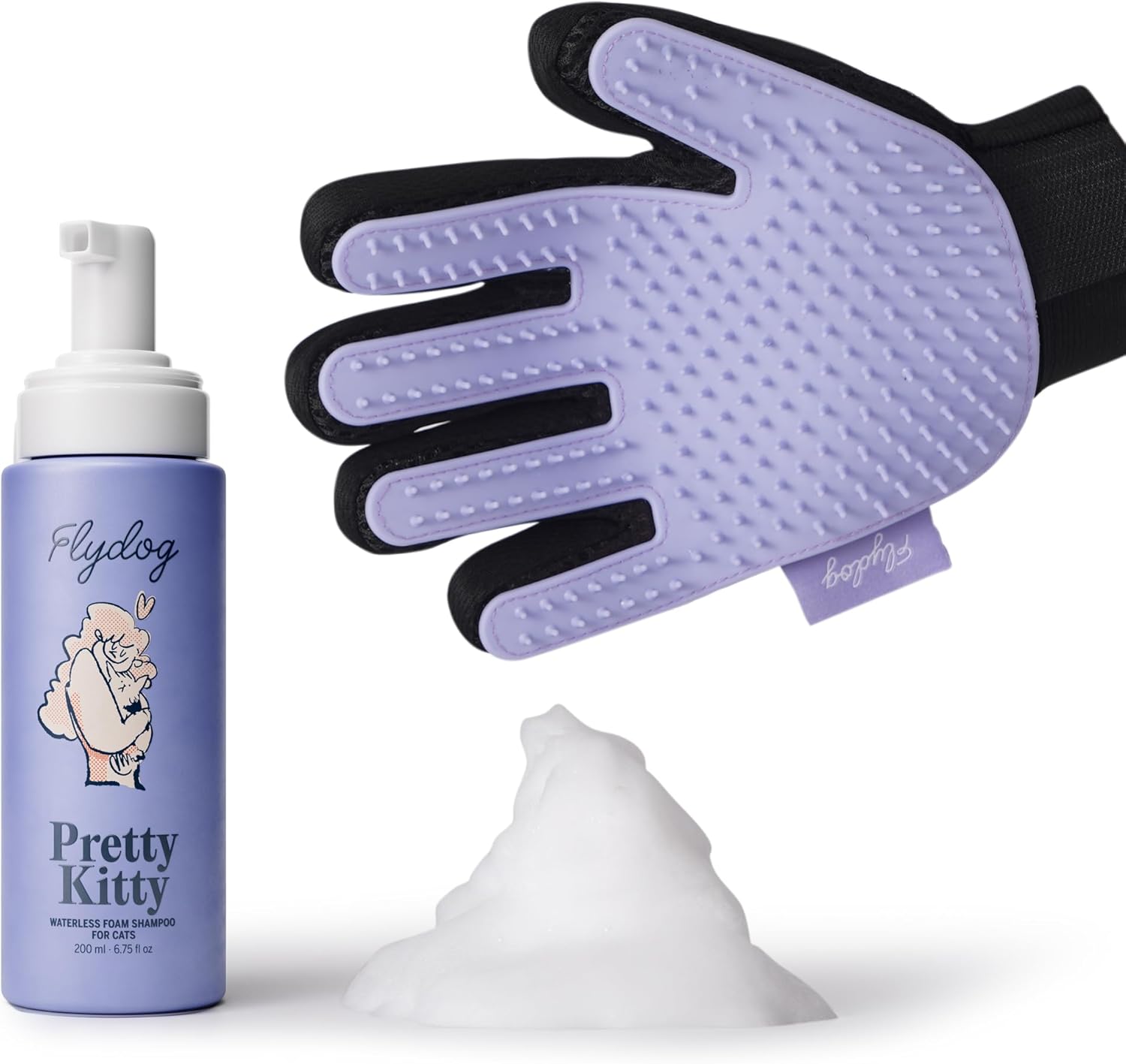 Waterless Cat Dry Shampoo with Grooming Glove